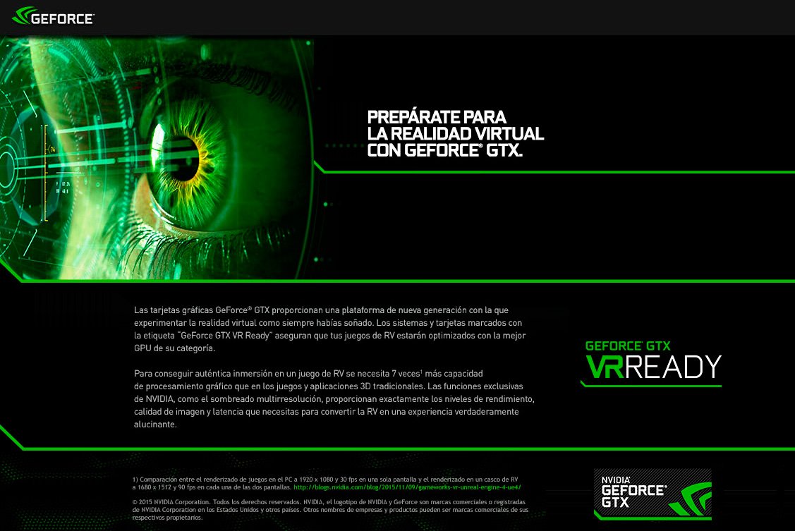 Promociones Realidad Virtual con GeForce GTX