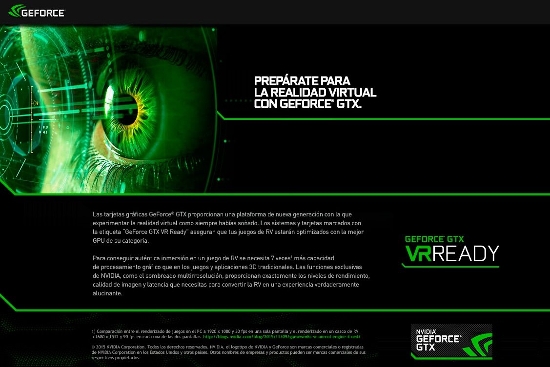Promociones Realidad Virtual con GeForce GTX