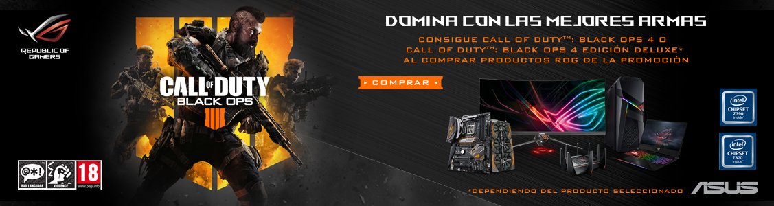Promociones Gratis COD Black Ops 4 con placa ASUS + procesador Intel !!