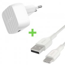 Belkin Playa Pack Cargador USB-C 18W Blanco + Cable USB-A a USB-C 1m Blanco en PcComponentes