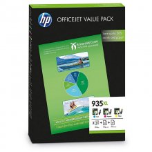 HP 935XL Pack Ahorro 3 Cartuchos Alta Capacidad + 75 Hojas Papel Impresión Profesional A4 180gr