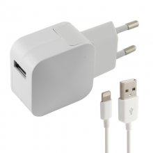 Ksix Cargador de Red USB 2.4A + Cable Lightning Blanco en PcComponentes