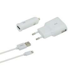 Ksix Pack Cargador de Red y Coche 2.4A + Cable Lightning Ksix Lightning Charge Pack en PcComponentes