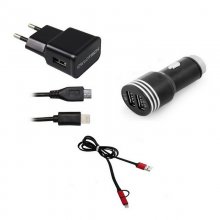 Owlotech Cargador Lightning + Cable Conversor USB/Micro USB/Lightning + Unotec Cargador de Coche 2X USB en PcComponentes