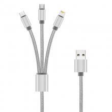 Unotec Cable 3 en 1 USB a Micro USB/USB-C/Lightning 1m Gris en PcComponentes