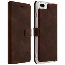 Akashi Funda Libro de Piel Genuina Marrón para iPhone 6 Plus/6S Plus/7 Plus/8 Plus en PcComponentes