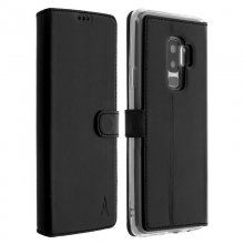 Akashi Funda Cartera de Piel Auténtica Negra para Samsung Galaxy S9 Plus en PcComponentes