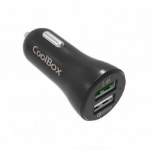 CoolBox Cargador para Coche 2x USB con Carga Rápida Negro en PcComponentes