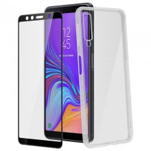 Avizar Funda Silicona Transparente + Cristal Templado con Bordes Negros para Samsung Galaxy A7 2018 en PcComponentes