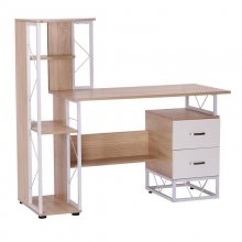 Homcom Mesa Oficina con Estantería 133x55x123cm Madera/Blanco en PcComponentes