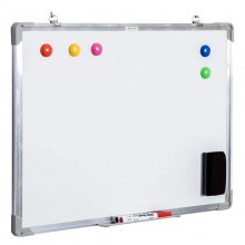 Homcom Pizarra Magnética con 10 Imanes/1 Borrador/4 Rotuladores 60x45cm Blanca