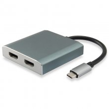 Equip Adaptador USB-C para 2x HDMI Fêmea 4K 30Hz Cinzento en PcComponentes