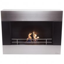 Purline Ceo Biochimenea Mural Hasta 2kW Negro/Acero Inoxidable