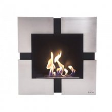 Purline Teseo Biochimenea Mural Hasta 2kW Negro/Acero Inoxidable