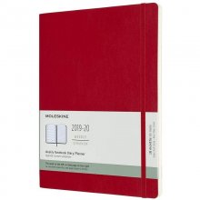 Moleskine 2019-20 Weekly Agenda Cuaderno Semanal Extra Grande de 18 Meses Tapa Blanda Roja en PcComponentes