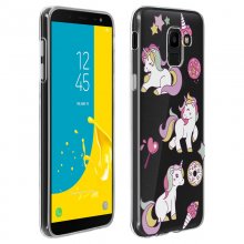 Avizar Funda Protectora de Silicona Transparente con Estampado de Unicornios para Samsung Galaxy J6 en PcComponentes