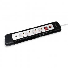 Equip Régua de Alimentação 4 Tomadas de Rede com Interruptor + 2 Portas USB Preta/Branca en PcComponentes