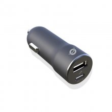 Conceptronic Cargador de Coche USB + USB-C 2.4A Negro en PcComponentes