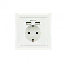 Nanocable Roseta Base de Enchufe de Pared Empotrable Tipo schuko con 2 Tomas USB 2.4A Blanca