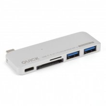 Quick Media Adaptador con Función de Carga 5 en 1 USB Tipo C a 2xUSB 3.1/USB-C/SDHC/Micro SDHC en PcComponentes