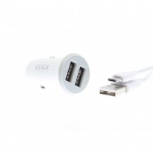 Quick Media Cargador Doble Coche con Cable Micro USB 2.1A en PcComponentes