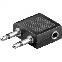 Goobay Adaptador de Auriculares para Avión 2x Jack 3.5mm a Jack 3.5mm Macho/Hembra Negro en PcComponentes