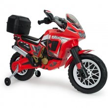 Injusa Moto Eléctrica África Twin 6V con Maletín Trasero y Ruedas Estabilizadoras Roja