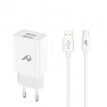 Home Cargador 2x USB 5V 2.4A + Cable USB-C Blanco en PcComponentes