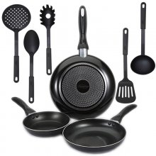 San Ignacio Motril Set de Sartenes de Aluminio 16, 20 y 24cm + Renberg Set de Utensilios