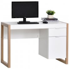 HomCom Mesa Escritorio con Cajón 112.5x50x75.5cm Blanco/Madera en PcComponentes