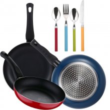 Bergner Jumpy Set de Sartenes de Aluminio 20, 24 y 28 cm + Cubertería 24 Piezas en PcComponentes
