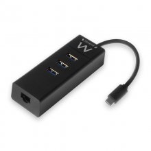 Ewent Hub 3 puertos USB 3.1 Tipo C con Puerto de Red Gigabit en PcComponentes