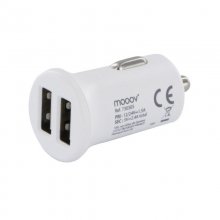 Mooov Cargador de Coche 2x USB 2.4A Blanco en PcComponentes