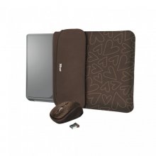 Trust Yvo Funda Reversible para Portátil 15.6" + Ratón Inalámbrico Marrón Corazones en PcComponentes