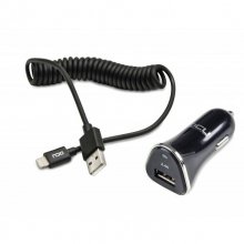 DCU Pack Cargador Coche USB 2.4A + Cable Lightning Rizado 1.5m en PcComponentes