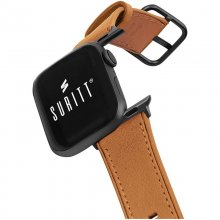 Suritt Rio Correa de Piel/Cuero Marrón con Adaptadores Negros para Apple Watch 38/40mm