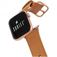 Suritt Rio Correa de Piel/Cuero Marrón con Adaptadores Dorados para Apple Watch 38/40mm