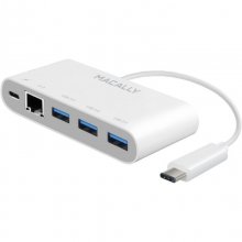 Macally UC3HUB3GBC Adaptador USB-C 3.1 a 3 Puertos USB-A + 1 Puerto Ethernet y 1 Puerto USB-C en PcComponentes
