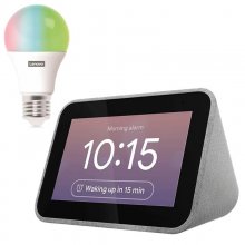 Lenovo Pack Smart Clock Reloj Despertador Inteligente con Asistente de Google Gris + Smart Bulb LED RGB Color Wifi E27 8 en PcComponentes