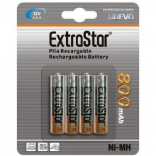 Extrastar Pack de 4 Pilas Recargables AAA HR03 800mAh