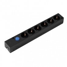 Simon Multifix Regleta sin Cable 6 Tomas con Interruptor Negra