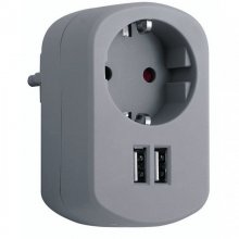 Simon Brico Adaptador de Corriente + 2 USB Gris en PcComponentes