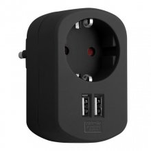 Simon Brico Adaptador de Corriente + 2 USB Negro en PcComponentes