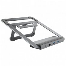 Hama Docking Station USB-C 12 en 1 con Soporte para Portátil Gris en PcComponentes