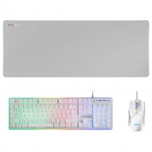 Mars Gaming MCPX Combo Gaming Teclado Portugués + Ratón + Alfombrilla XXL Blanco en PcComponentes