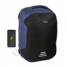 Airel Mochila Azul/Negra con Conector USB para Portátil 15.6"