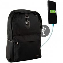 Airel Mochila Negra con Conector USB para Portátil 15.6"