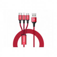 Baseus Cable Carga 3 en 1 USB-A a Lightning/ Micro USB/ USB-C 1.2m Rojo en PcComponentes