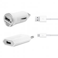 Kit 3 em 1 Carregador Doméstico e Carro Branco Micro USB en PcComponentes