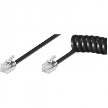 Latiguillo Rizado RJ10 Cable Telefónico 2m Negro